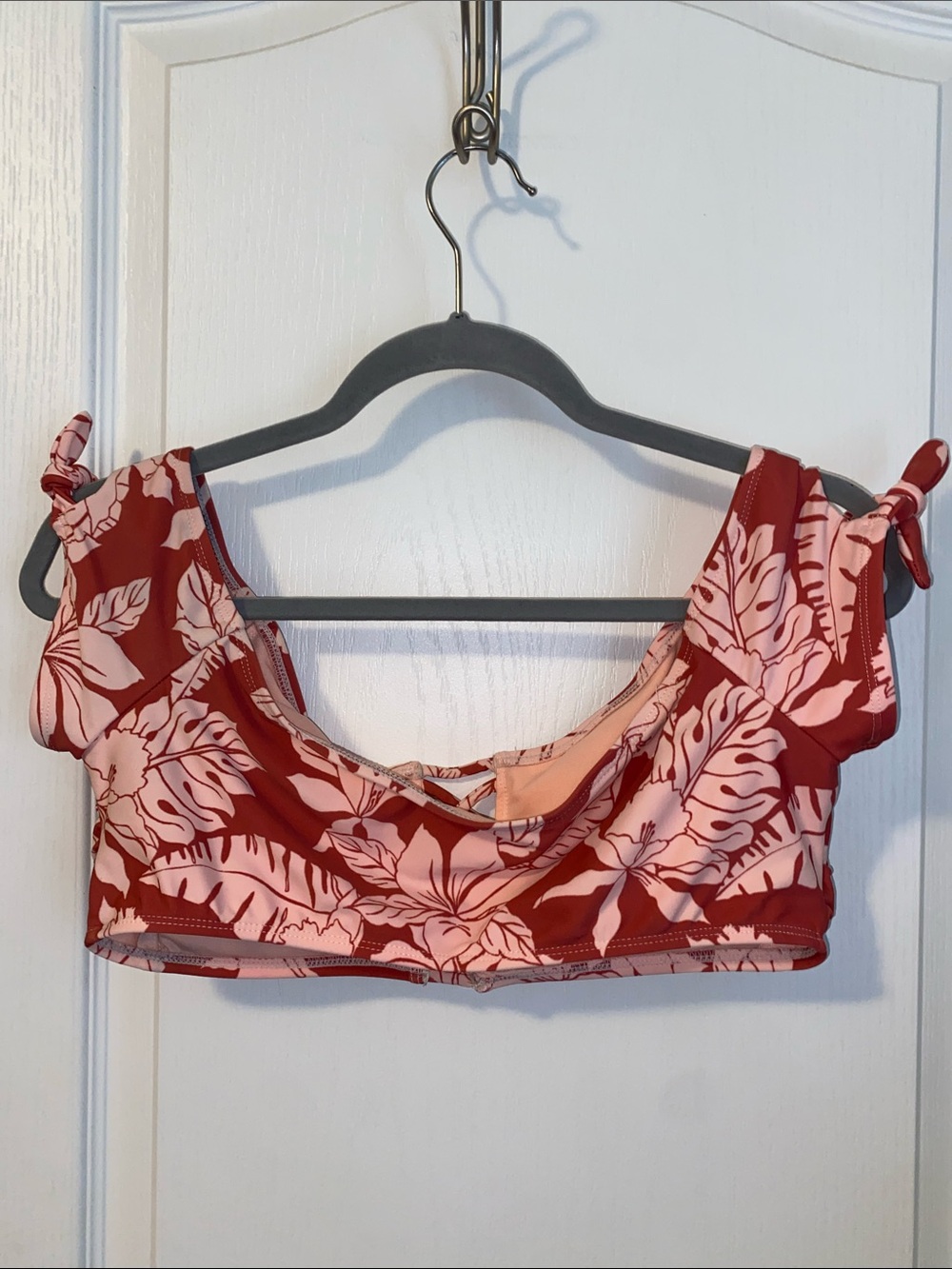 Tropical Tie-Shoulder Swim Crop Top